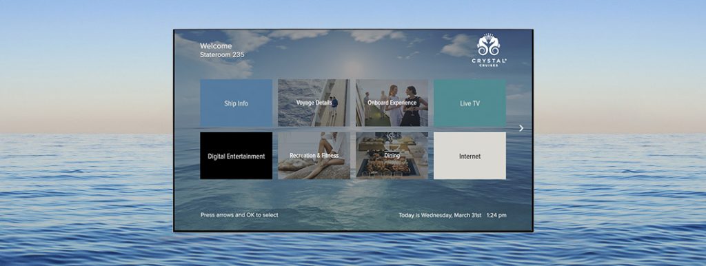 Crystal Cruises Endeavor TV user interface