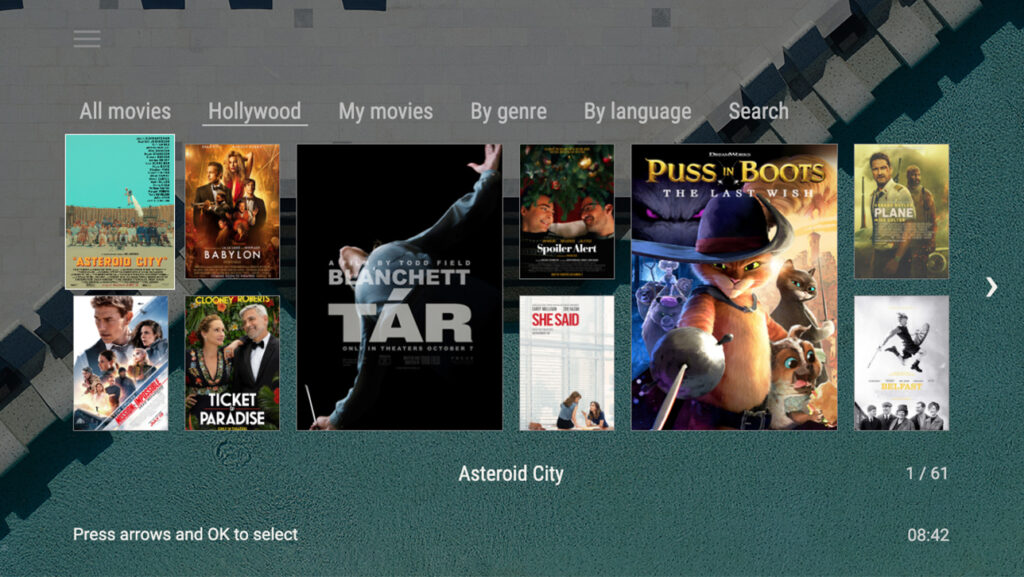 Movie list on TVUI