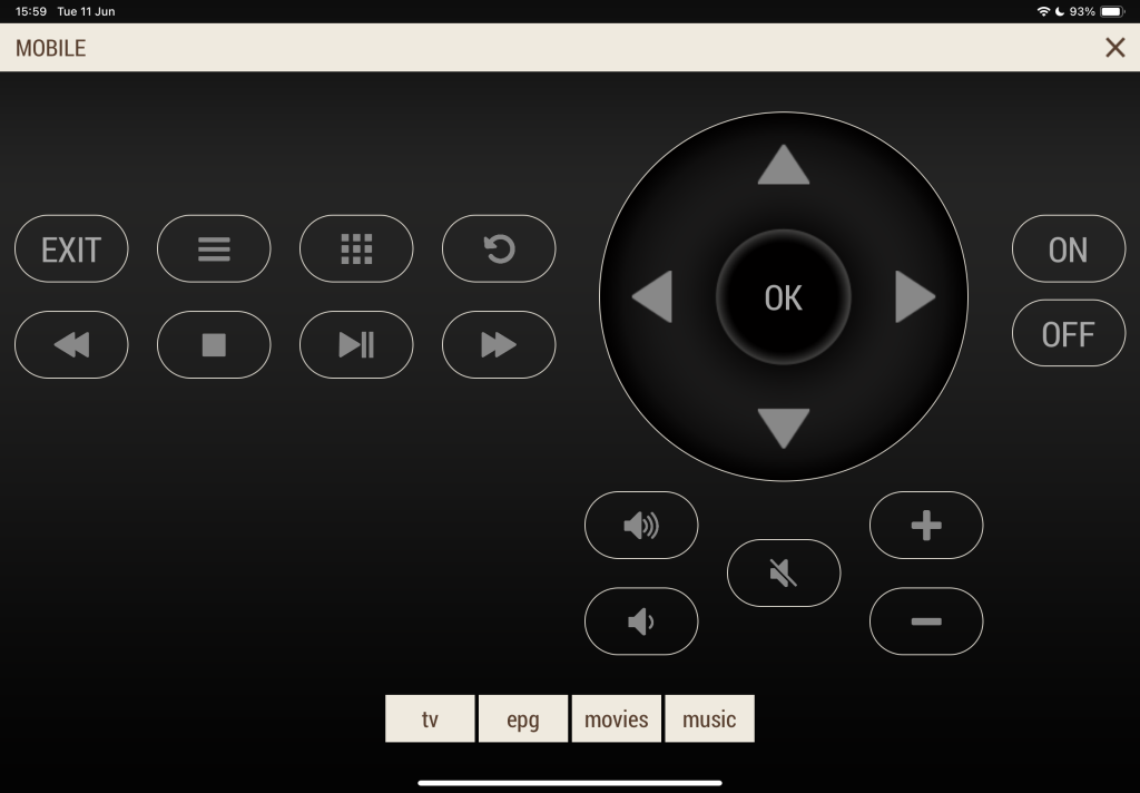 Virtual remote control on tablet